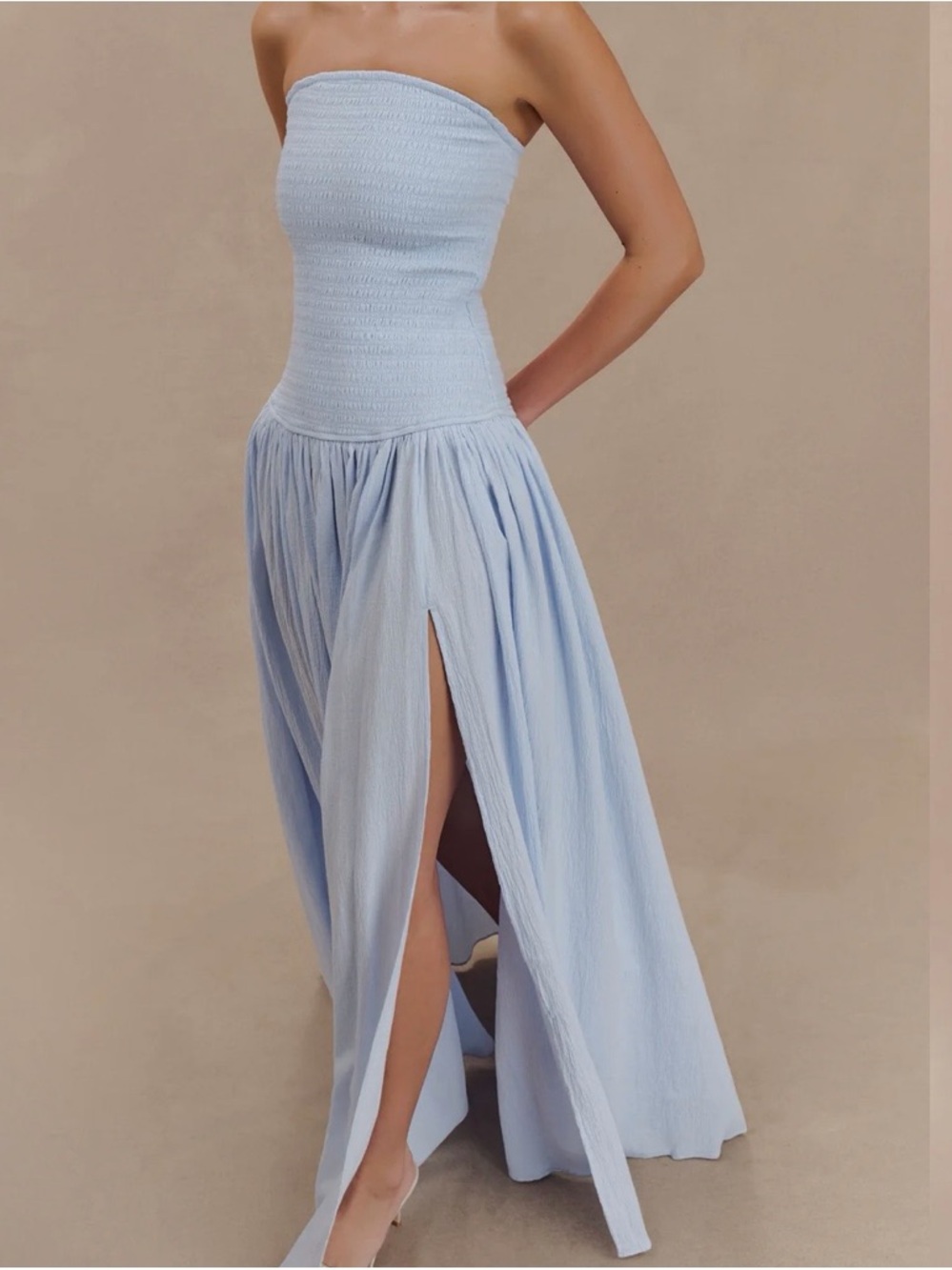 Meshki Strapless Pale Blue Maxi Dress